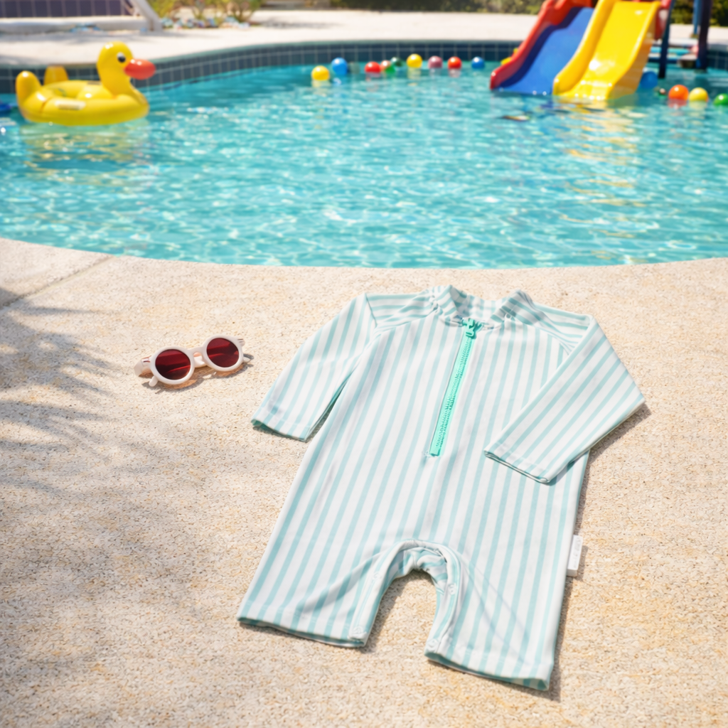 Baby Zip Up Swimsuit + Sunglasses 12-24 Months