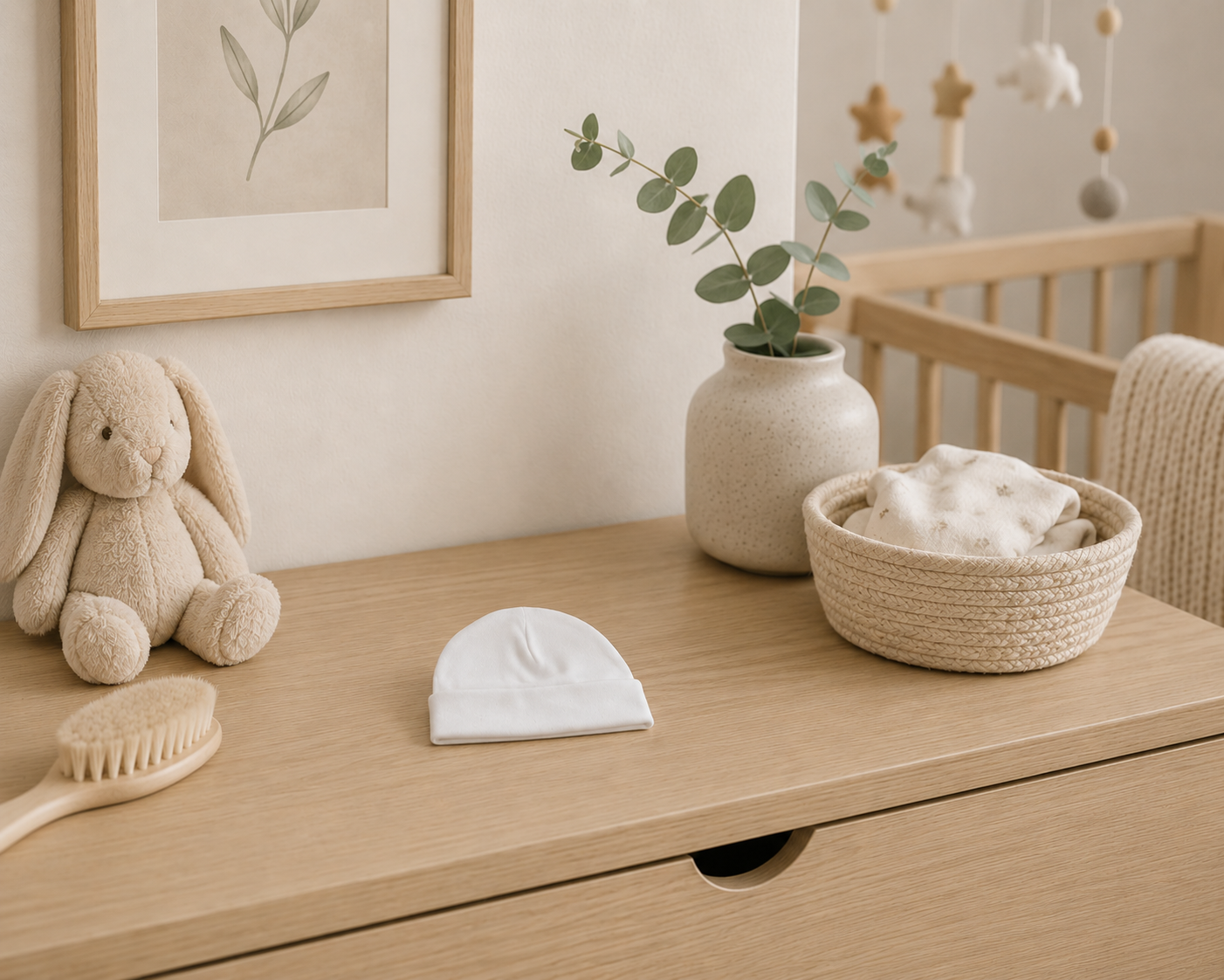 Newborn Baby Plain White Cotton Hat