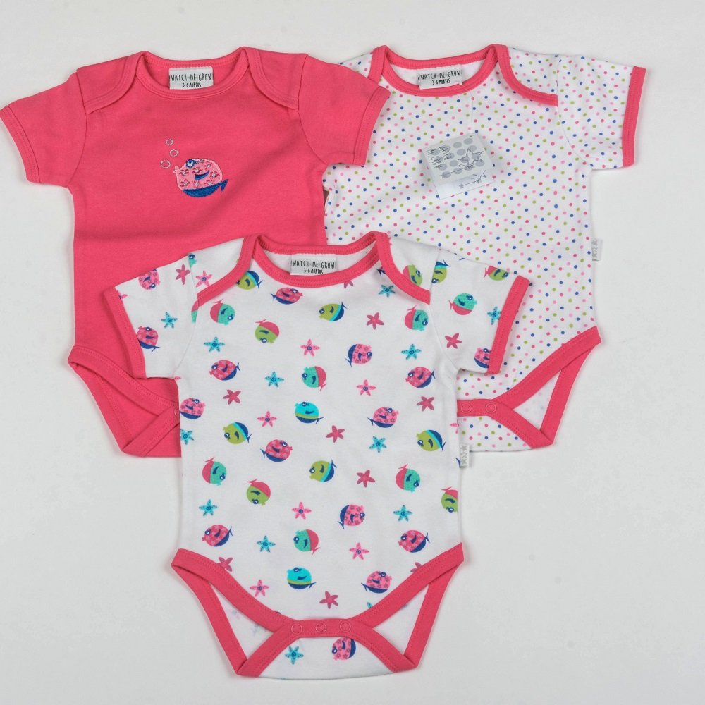 Baby Girls 3 Pack Of Bodysuits 0-9 Months