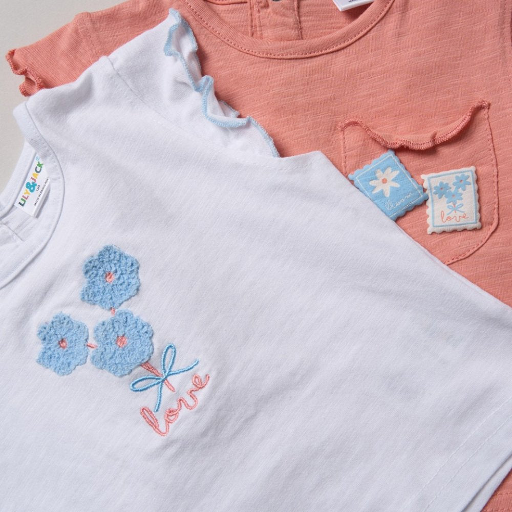 Girls 2 T-Shirts & 2 Shorts Set 2-4 Years