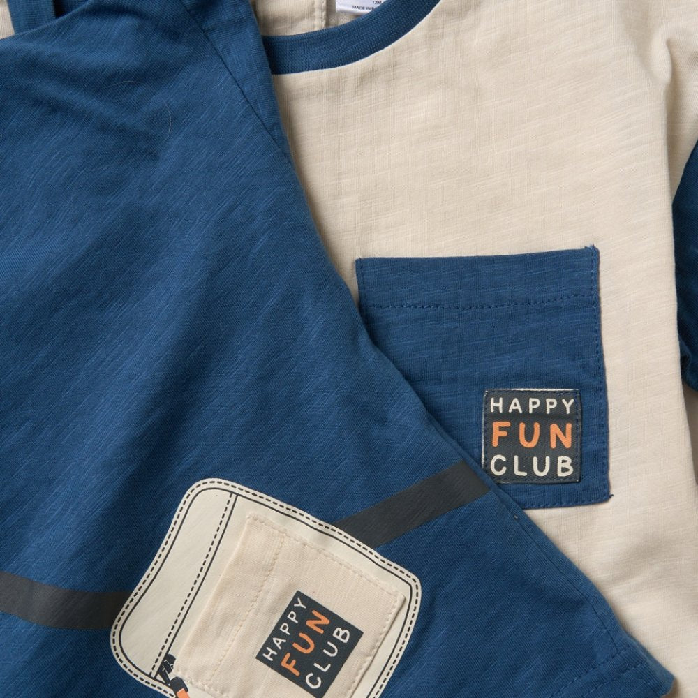 Boys Cotton 2 T-Shirts, Shorts + Jogger Set 1-4 Years