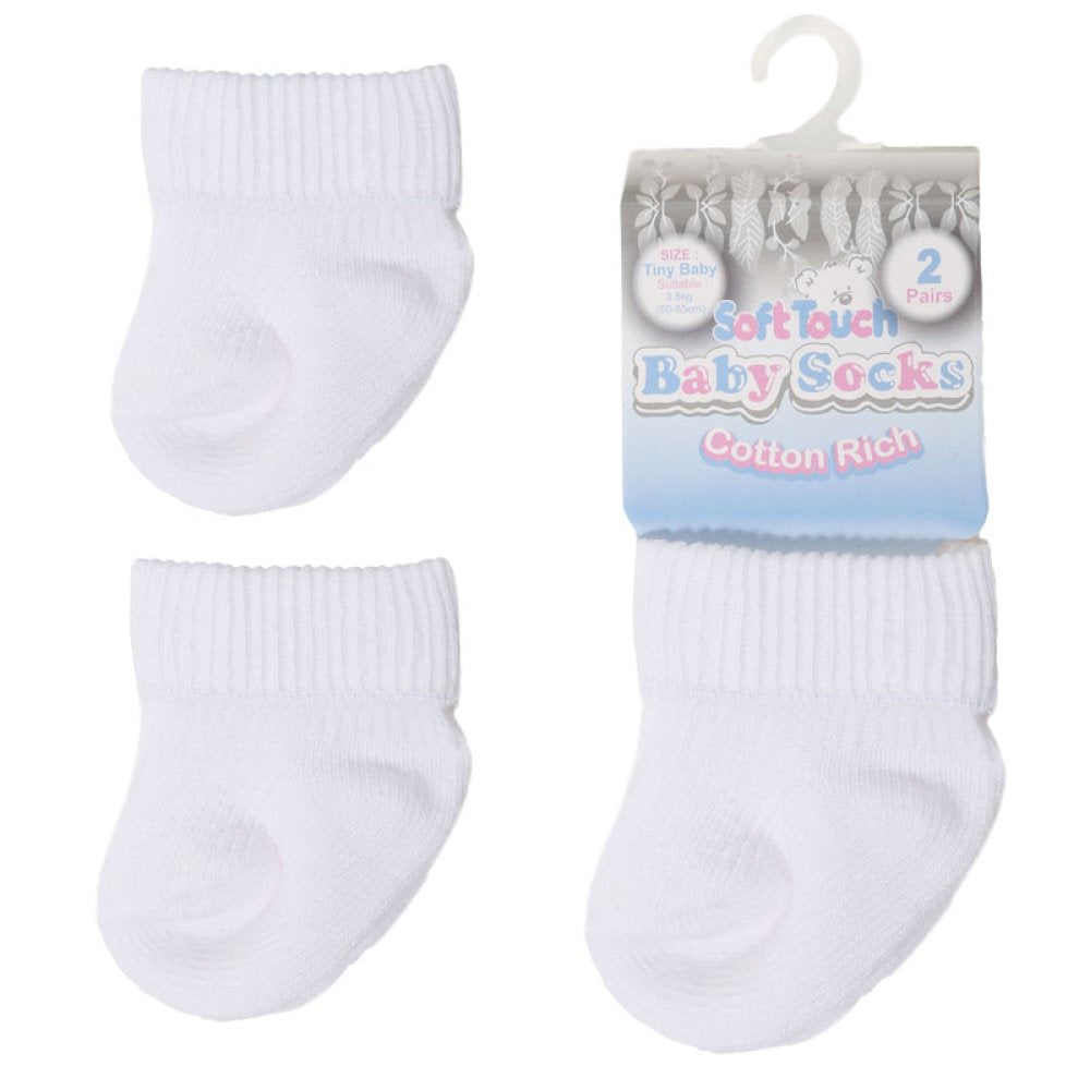 Baby 2 Pack Of Premature White Socks