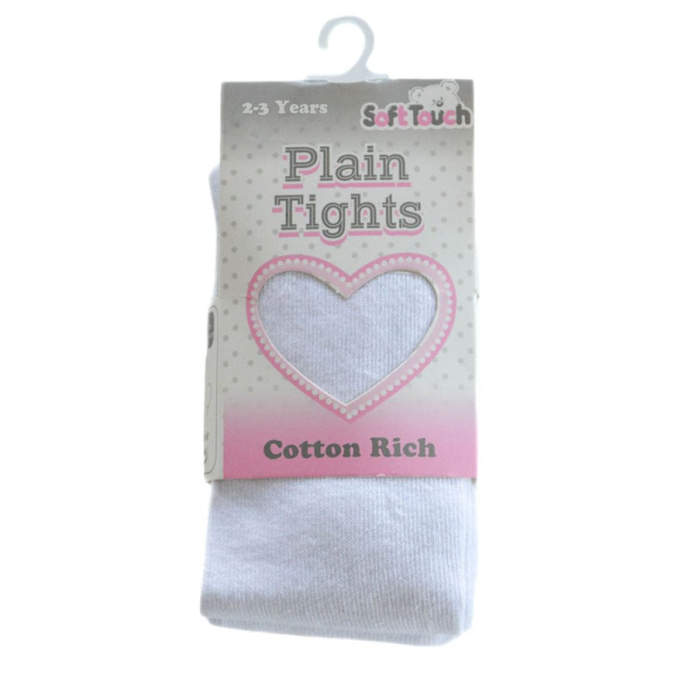2 Packs Of White Cotton Tights 0-6 Years
