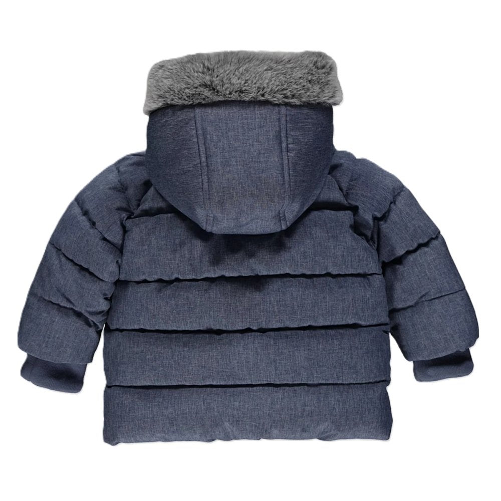 Boys Blue Textured Padded Coat 12-24 Months