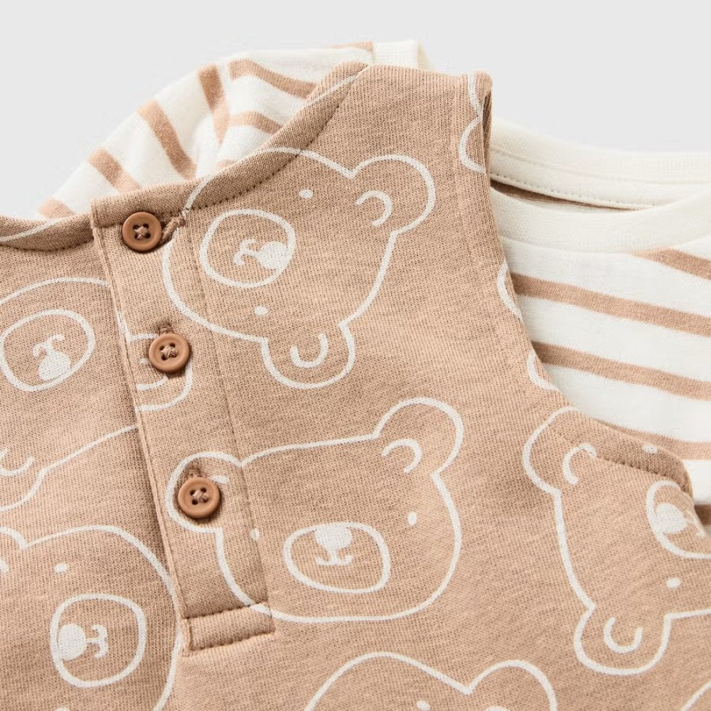 Baby Boy Animal Print Dungaree & Top Outfit 0-18 Months