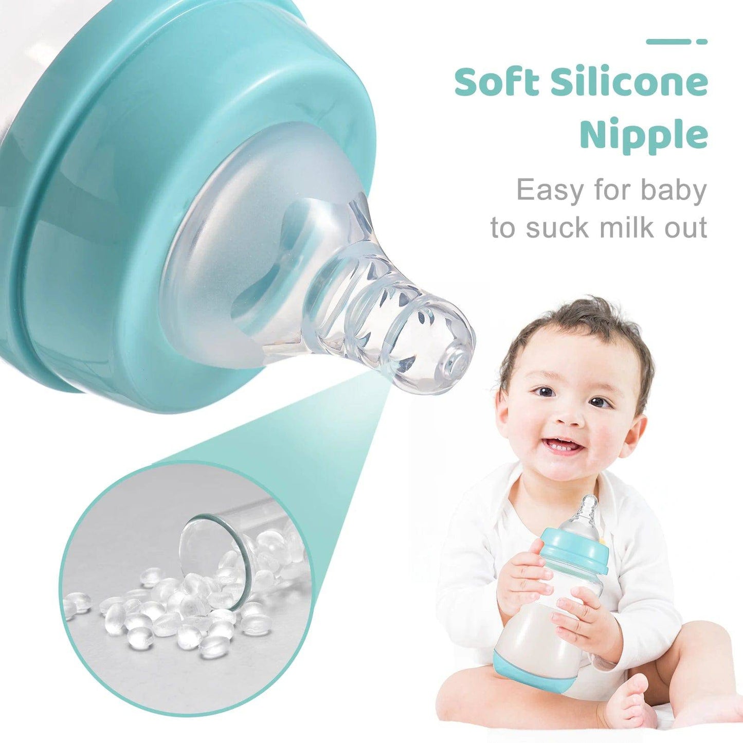 Silicone Nipple Baby Feeding Bottles (3 Pack)