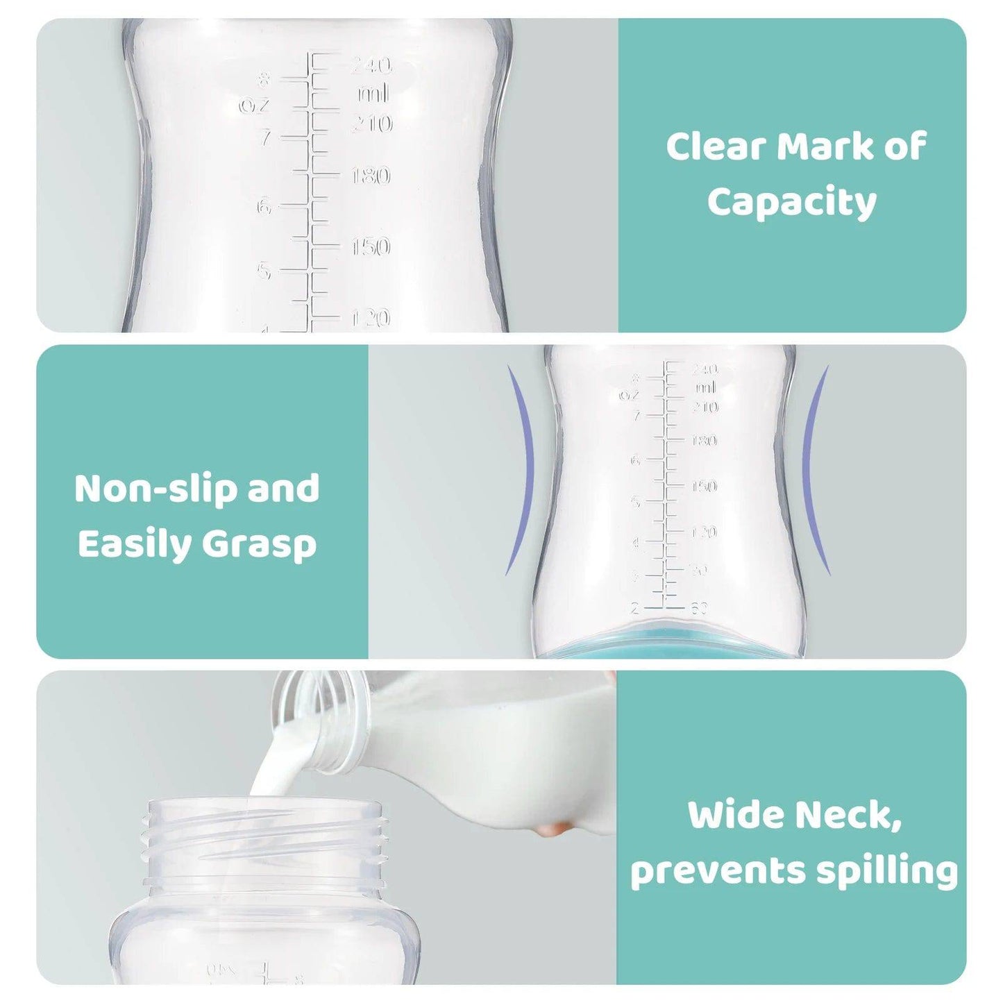 Silicone Nipple Baby Feeding Bottles (3 Pack)