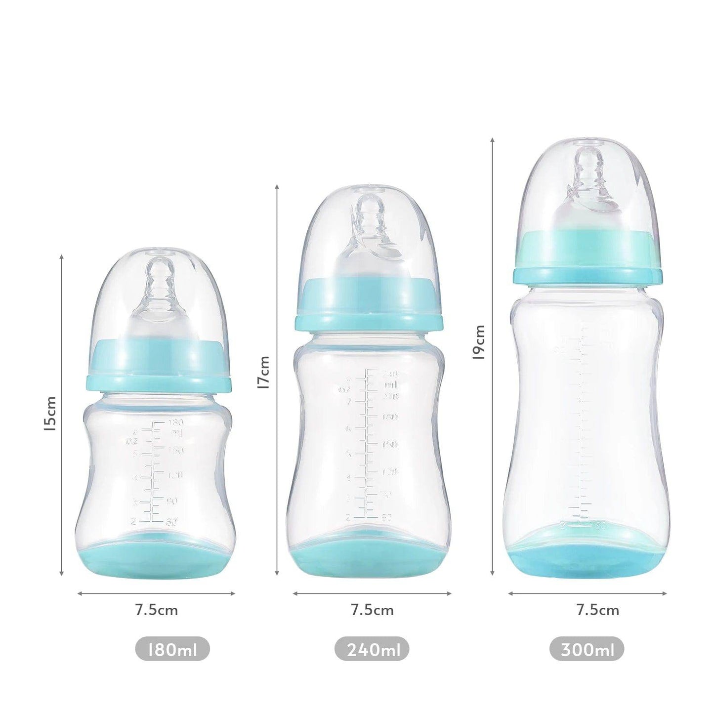 Silicone Nipple Baby Feeding Bottles (3 Pack)
