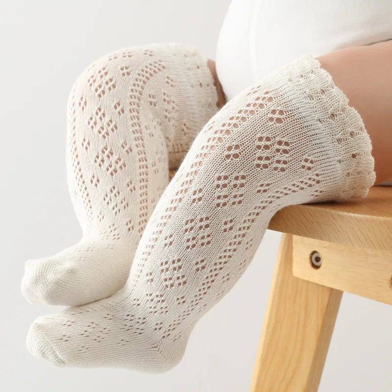 Baby Girl Cotton Knee High Long Socks - Bubbachubs