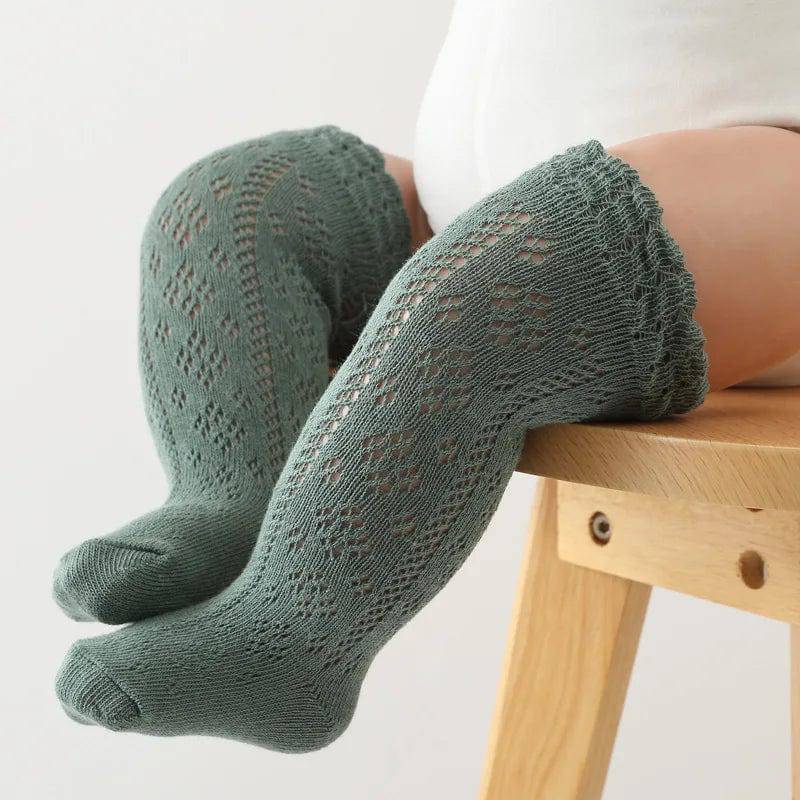 Baby Girl Cotton Knee High Long Socks - Bubbachubs