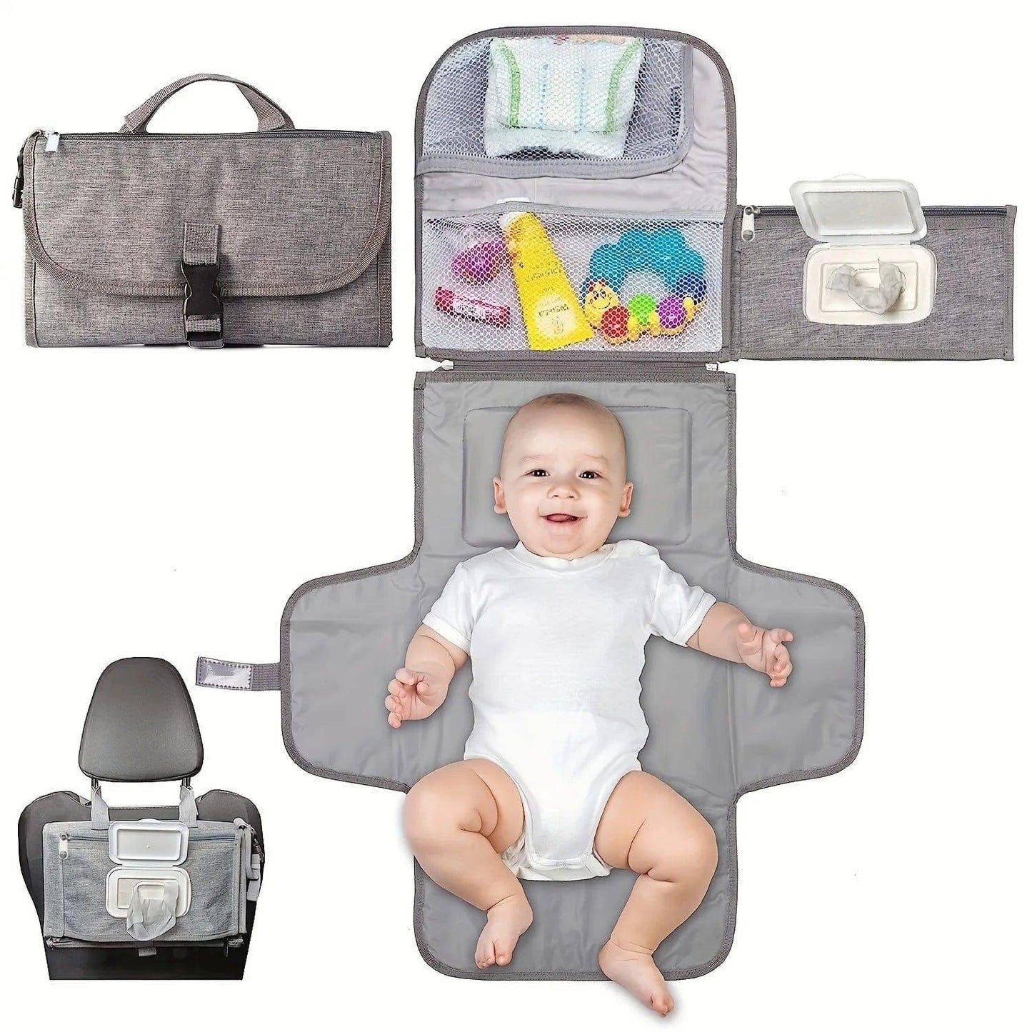 Portable Nappy Changing Mat with Smart Storage for Newborns