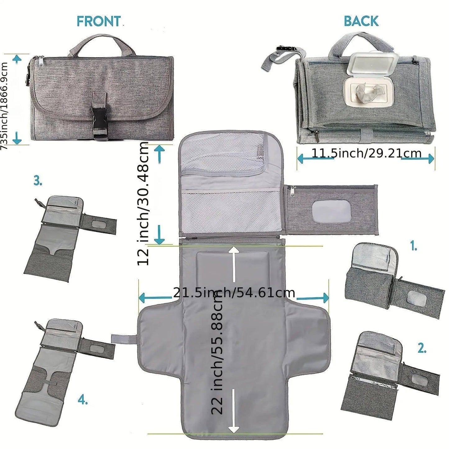 Portable Nappy Changing Mat with Smart Storage for Newborns