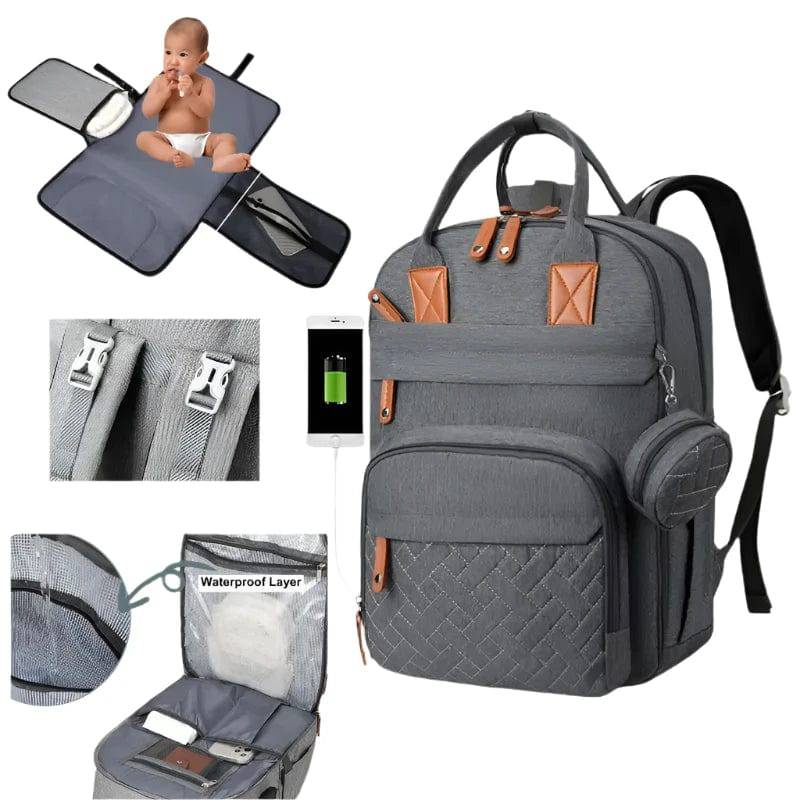 Nappy Backpack Travel Bag Grey - Bubbachubs
