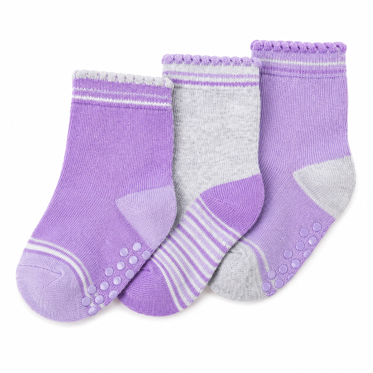 Baby 3 Pack Of Heel & Toe Socks With Grippers