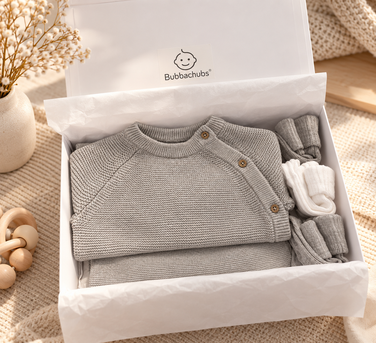 Bubbachubs Baby Knitted Outfit And Sock Gift Set 0-3 Months