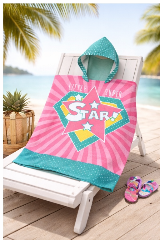 Mini Kids Hooded Poncho Beach Towel 18 Months - 3 Years