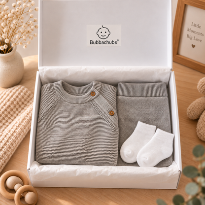 Bubbachubs Baby Knitted Sweater, Leggings & Socks Gift Set– 6–9 Months