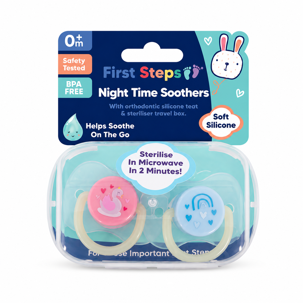 Babies 2 Pack Of Glow In The Dark Soothers From Newborn