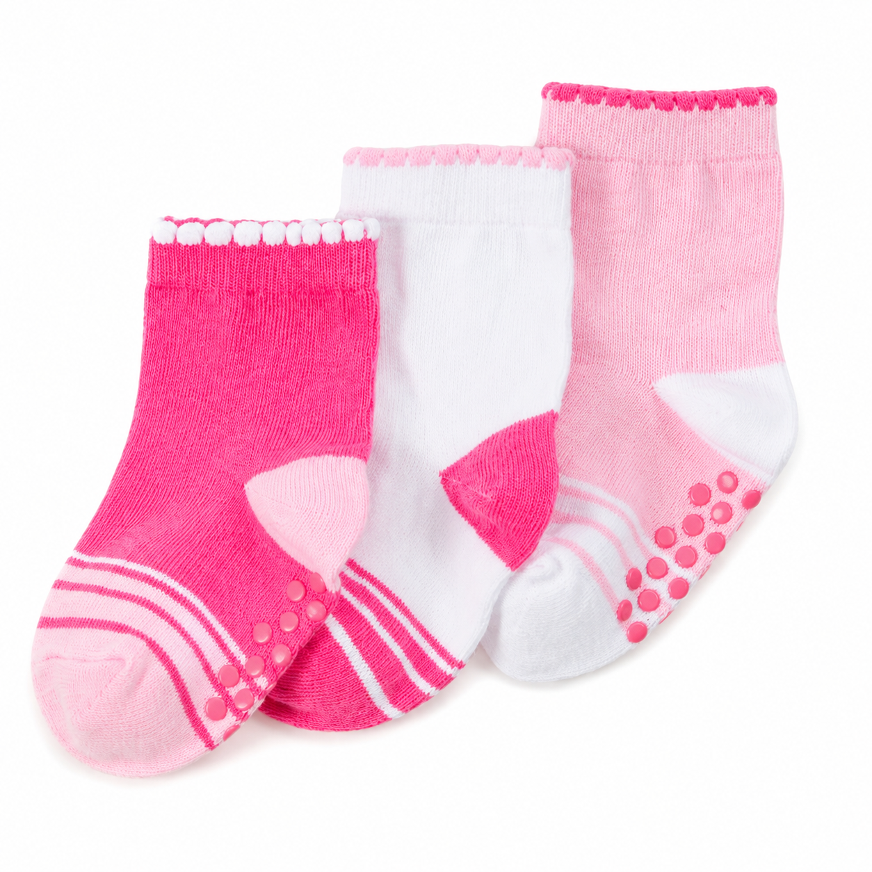 Baby 3 Pack Of Heel & Toe Socks With Grippers