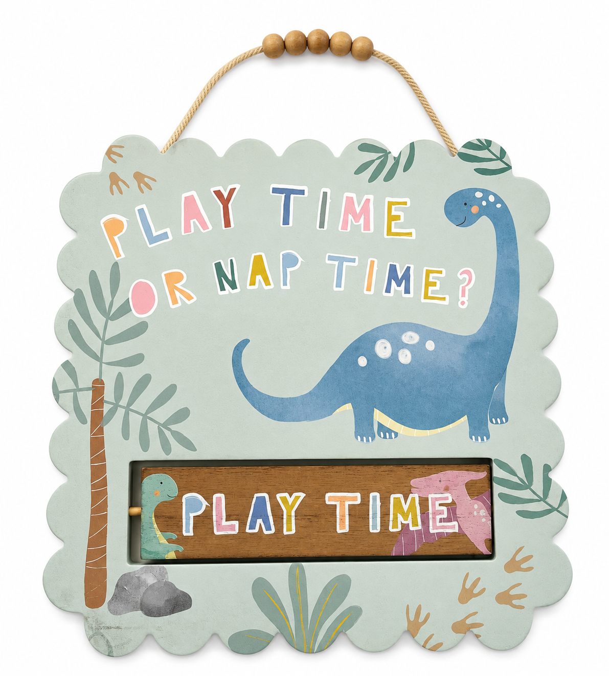 Bubbachubs Baby Boys Dinosaur Hooded Fleece & Playtime/Naptime Bedroom Plaque Gift Set