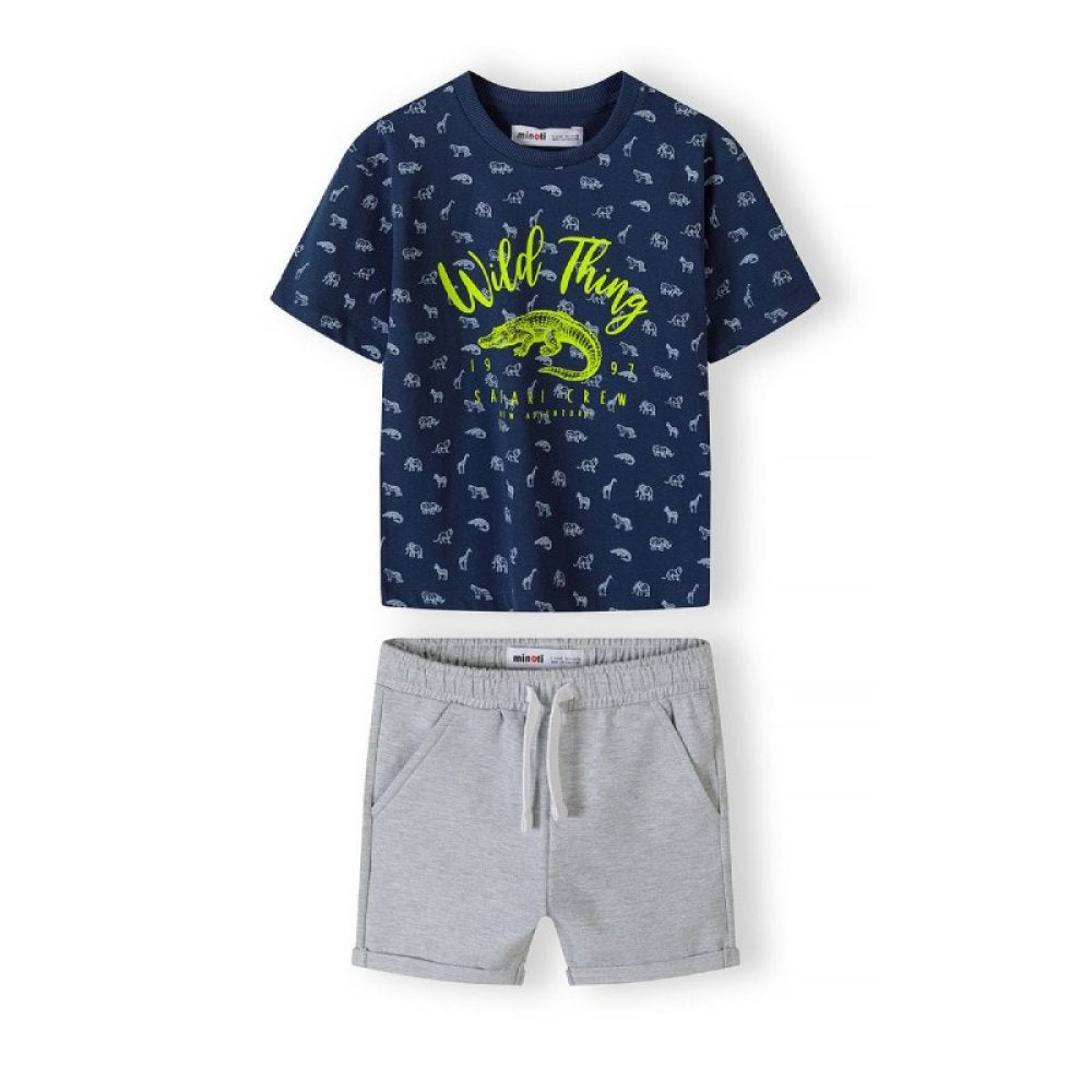 Boys 2 Piece Jersey Tee & Fleece Short Summer Set 12-24 Months
