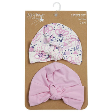 Baby Girls 2 Piece Turban Hat Set 0-6 Months