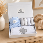 Bubbachubs Baby Boy Hooded Towel Gift Set with Comforter & 4 Washcloths