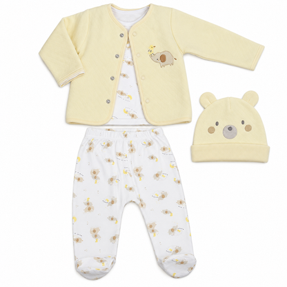 Bubbachubs Baby Elephant Quilted Jacket, Top, Trousers & Hat Gift Set 0-6 Months