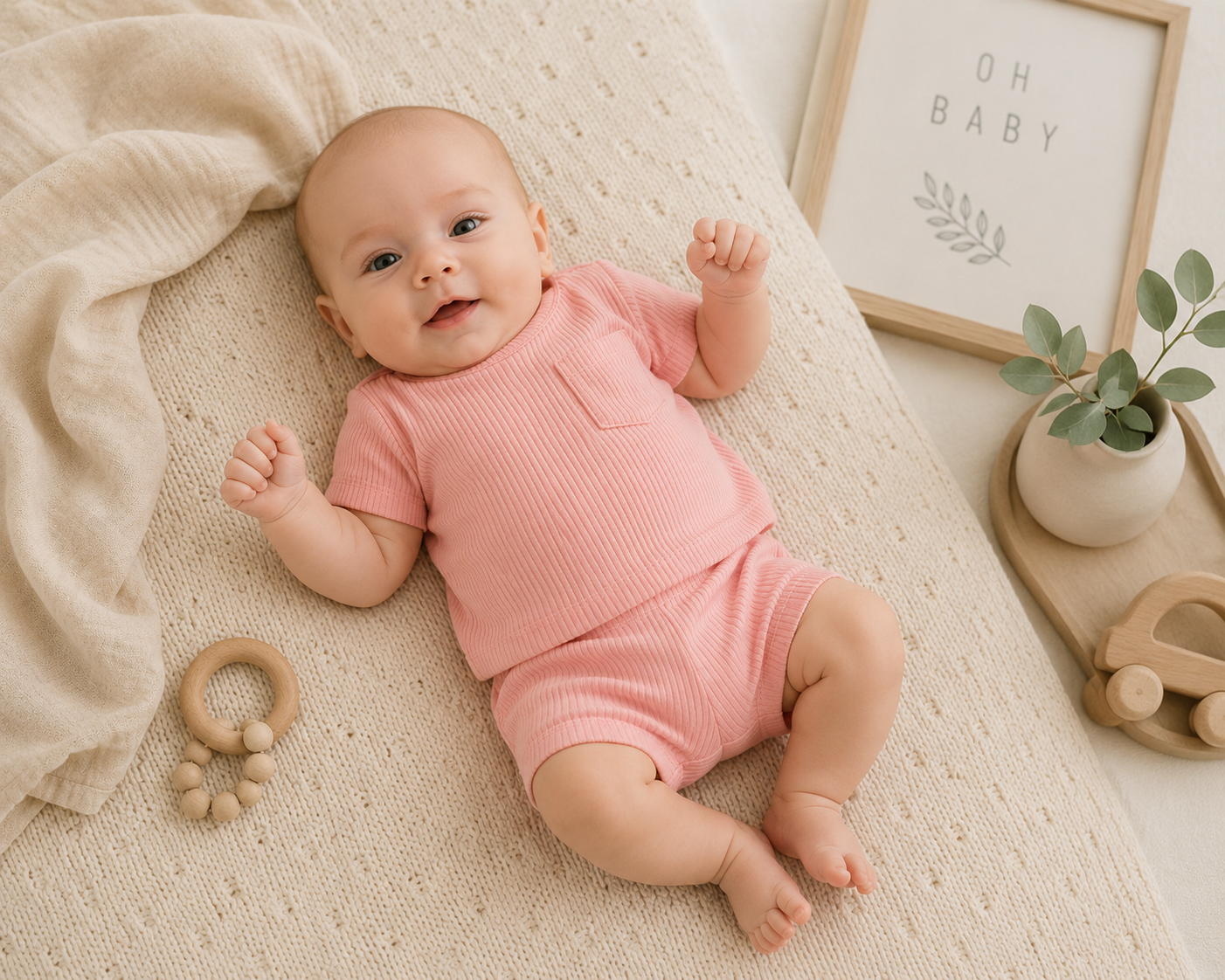 Baby 2 Piece Ribbed Top & Sorts Set 0-6 Months