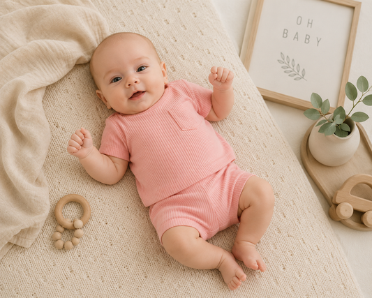 Baby 2 Piece Ribbed Top & Sorts Set 0-6 Months