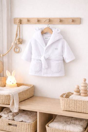 Baby's White Hooded Dressing Gown 0-24 Months