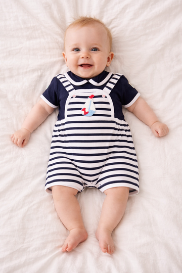 Baby Boys Sailor Dungaree Set 0-9 Months