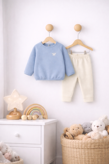 Baby Girls Sweatshirt And Ribbed Jog Pants + Headband 9-24 Months