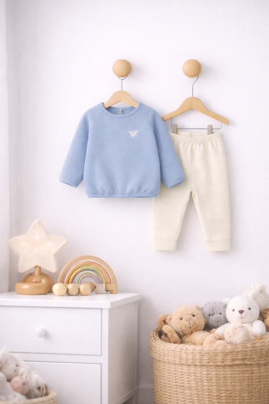 Baby Girls Sweatshirt And Ribbed Jog Pants + Headband 9-24 Months