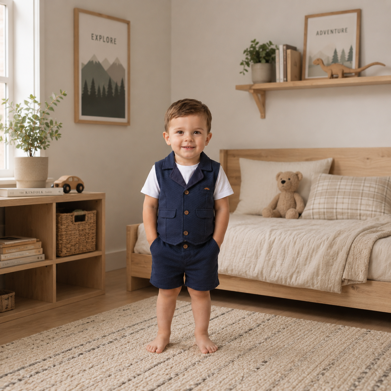 Boys Waistcoat, T-shirt & Shorts Outfit 2-3 Years