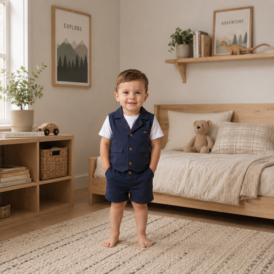 Boys Waistcoat, T-shirt & Shorts Outfit 2-4 Years
