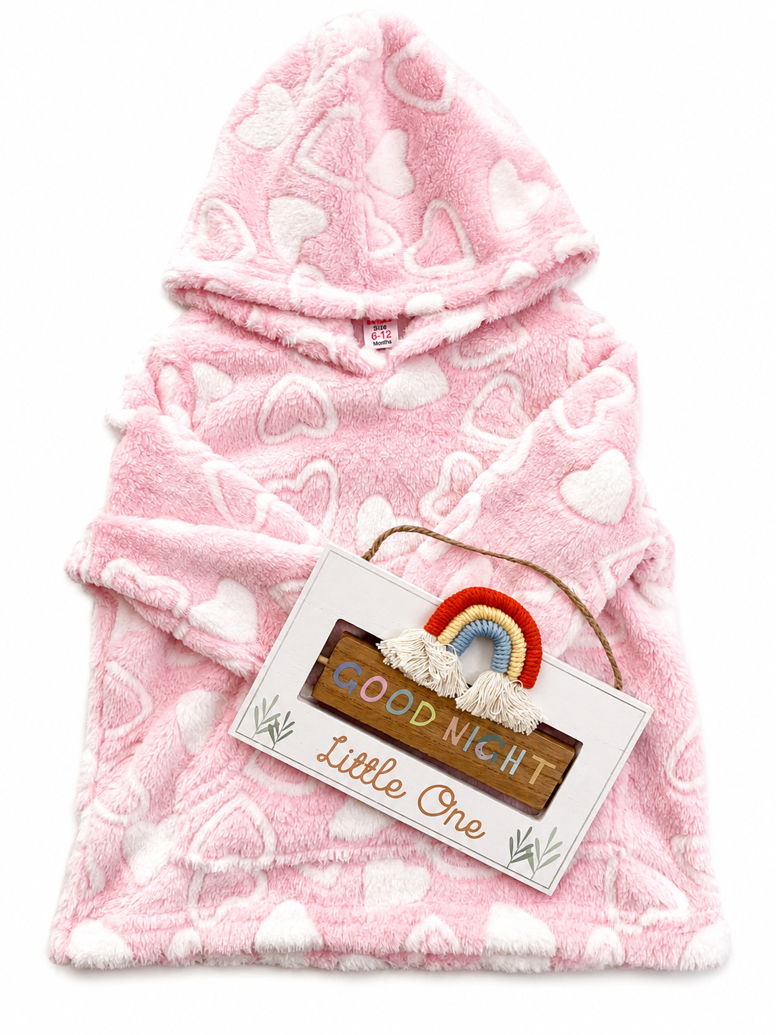 Bubbachubs Baby Girls Hooded Fleece & Bedroom Plaque Gift Set