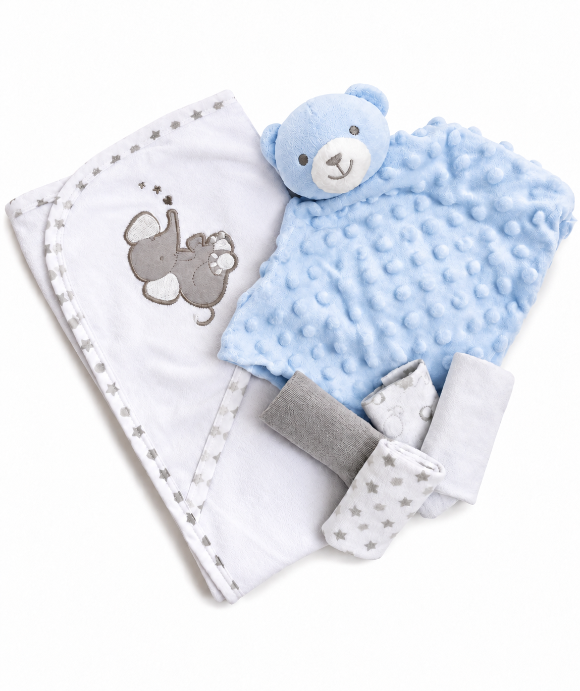 Bubbachubs Baby Boy Hooded Towel Gift Set with Comforter & 4 Washcloths