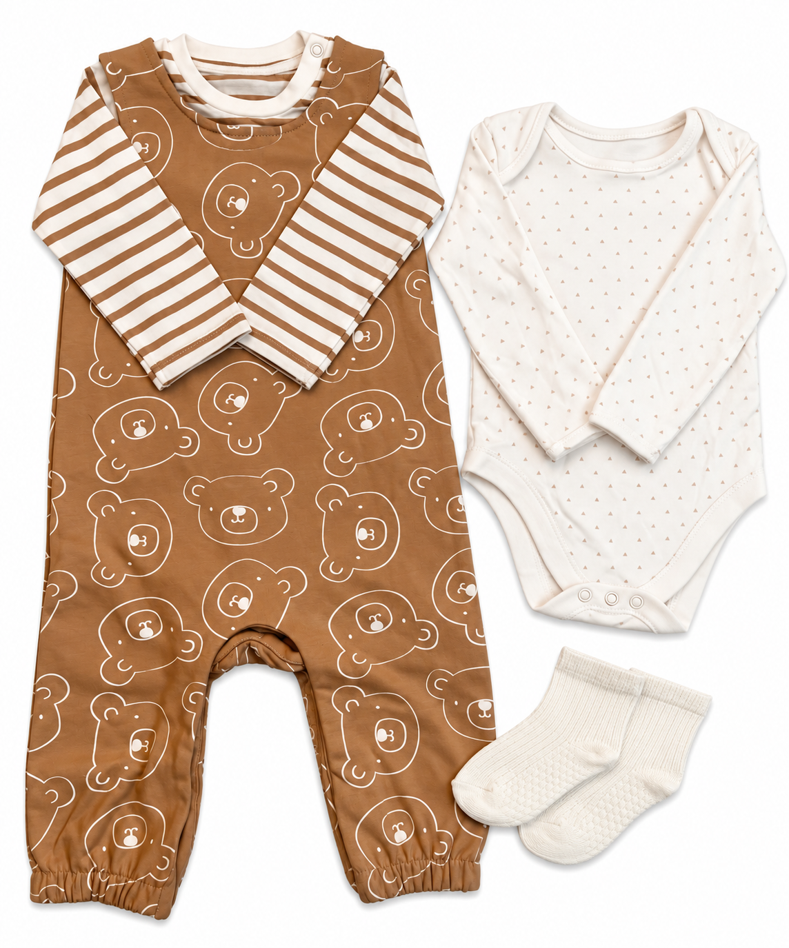 Bubbachubs Dungarees, Top, Bobysuit And Sock Gift Set 6-9 Months
