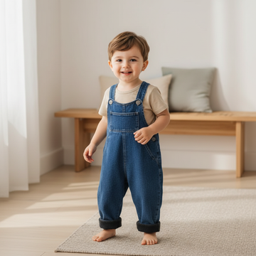 Fleece Lined Denim Dungarees 6 Months - 5 Years