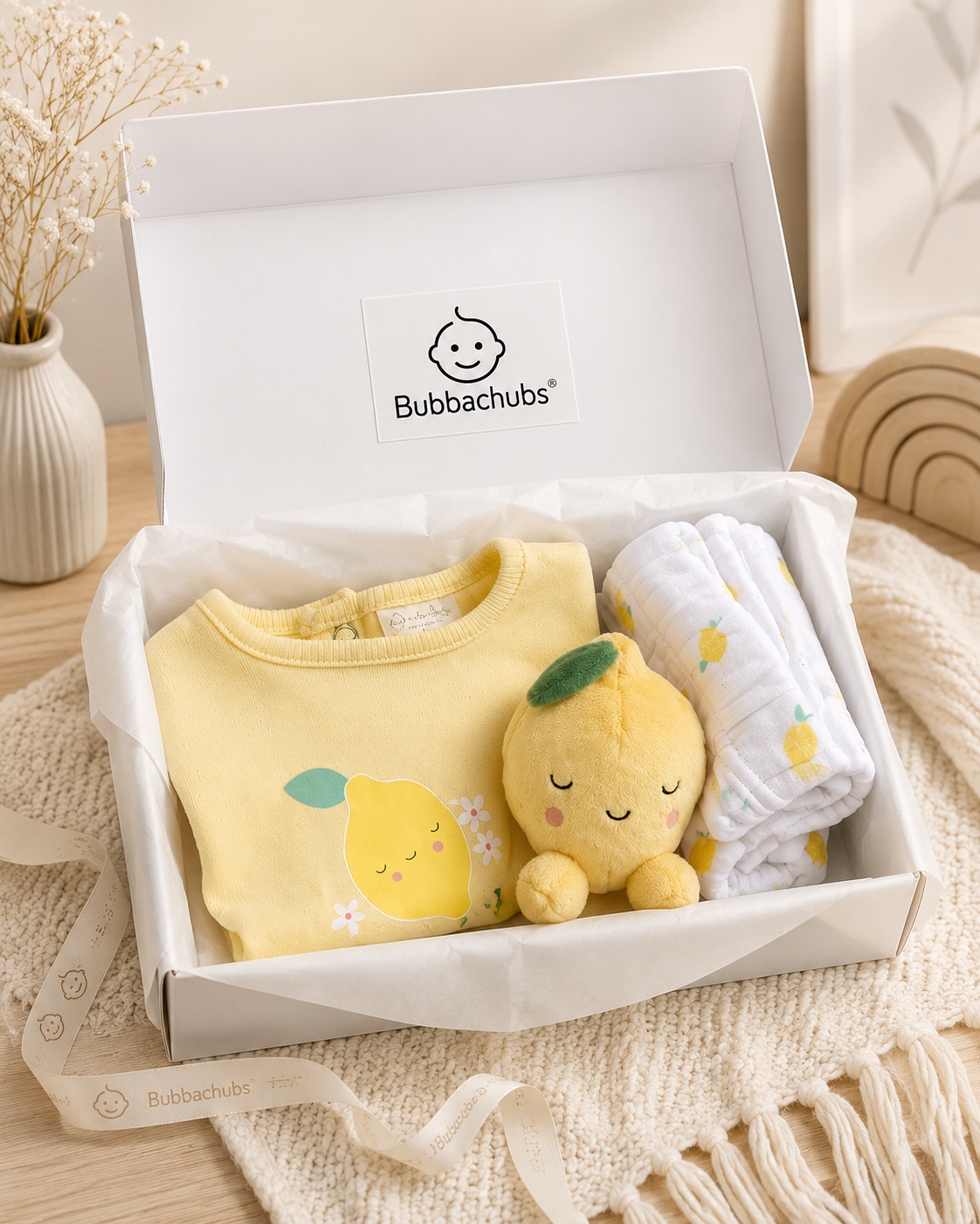 Bubbachubs Baby Girl Lemon Summer Outfit Gift Set (0–9 Months)