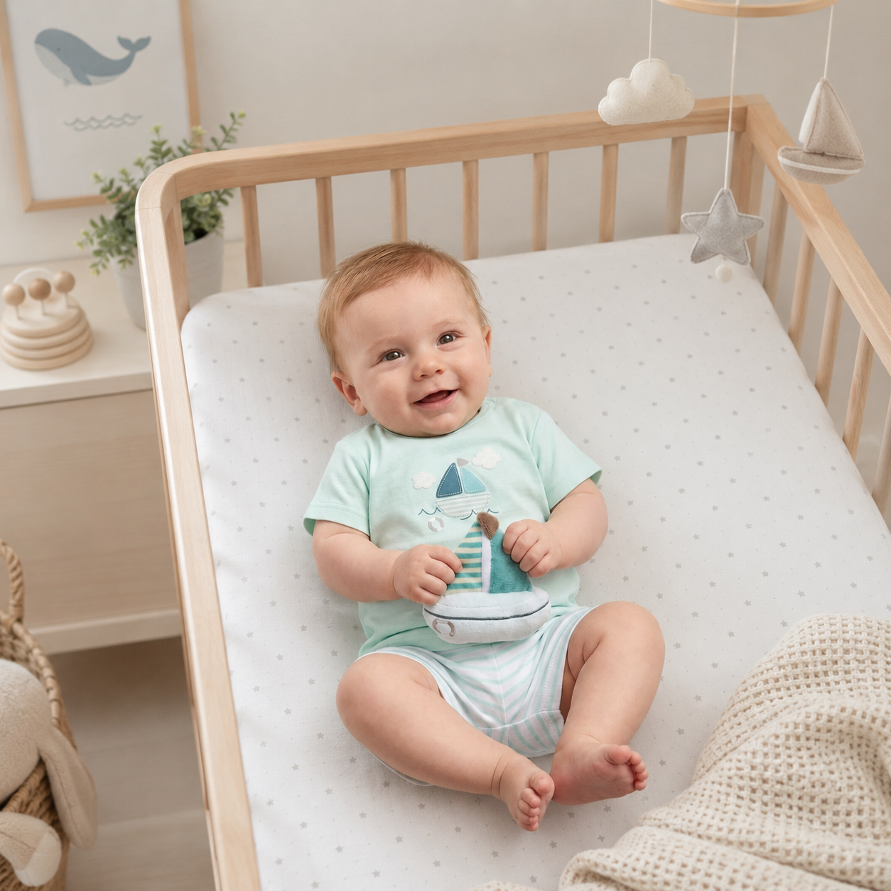 Baby Boy Boat T-Shirt, Shorts & Plush Toy Set 0-6 Months