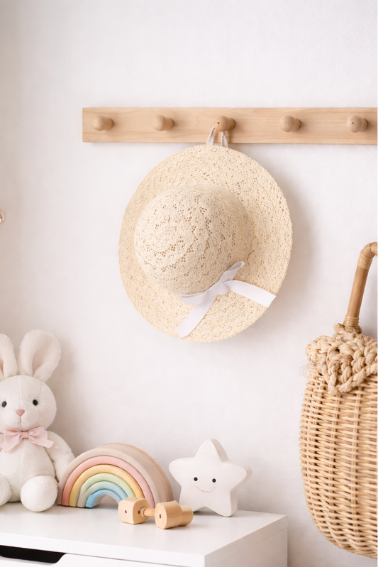 Girls Straw Sun Hat With Bow 12-24 Months