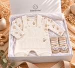 Baby Unisex Quilted Dungarees Gift Set with Monkey Socks 0–9 Months