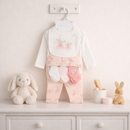 Baby Girls Fairy Mouse Ribbed 10 Piece Gift Set Newborn - 6 Months