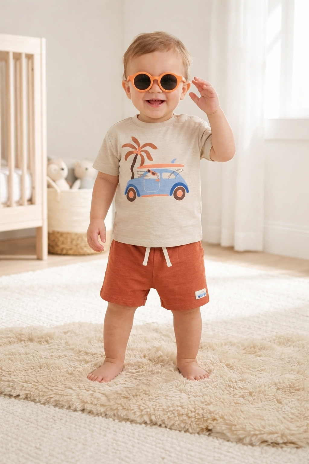 Baby Boys Graphic T-Shirt, Shorts & Sunglasses Set 9-24 Months