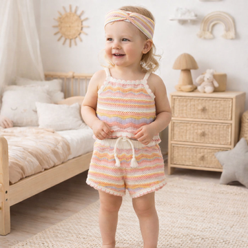 Girls Knit Top, Shorts & Headband Outfit 2-4 Years
