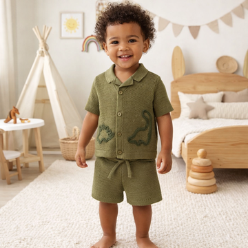 Boys Knit Shirt & Shorts Outfit 2-4 Years