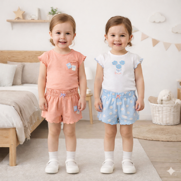Girls 2 T-Shirts & 2 Shorts Set 2-4 Years
