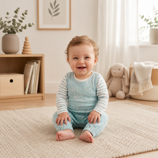 Baby Boy Animal Print Dungaree & Top Outfit 0-18 Months